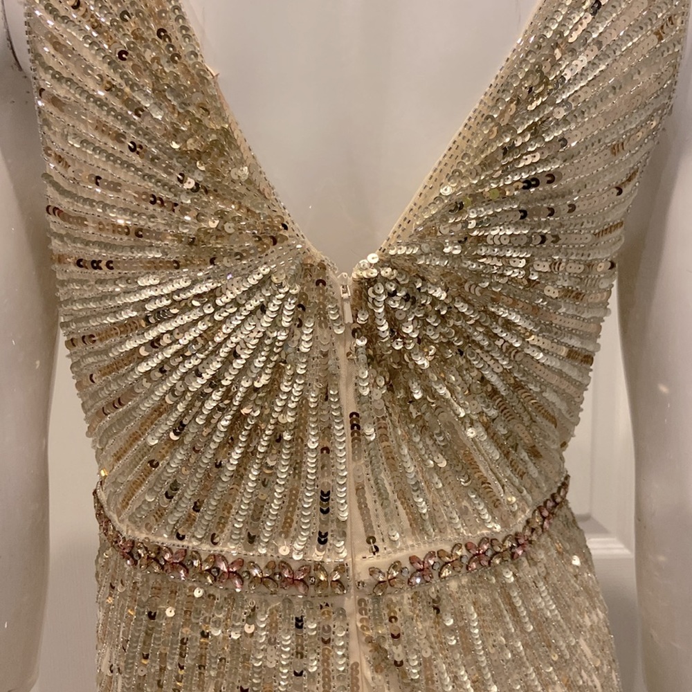NWOT Mac Duggal cream beaded gown - Picture 10 of 14